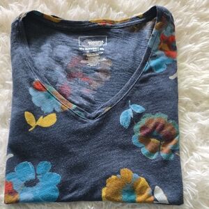 Sonoma Navy V-Neck with Floral Accents